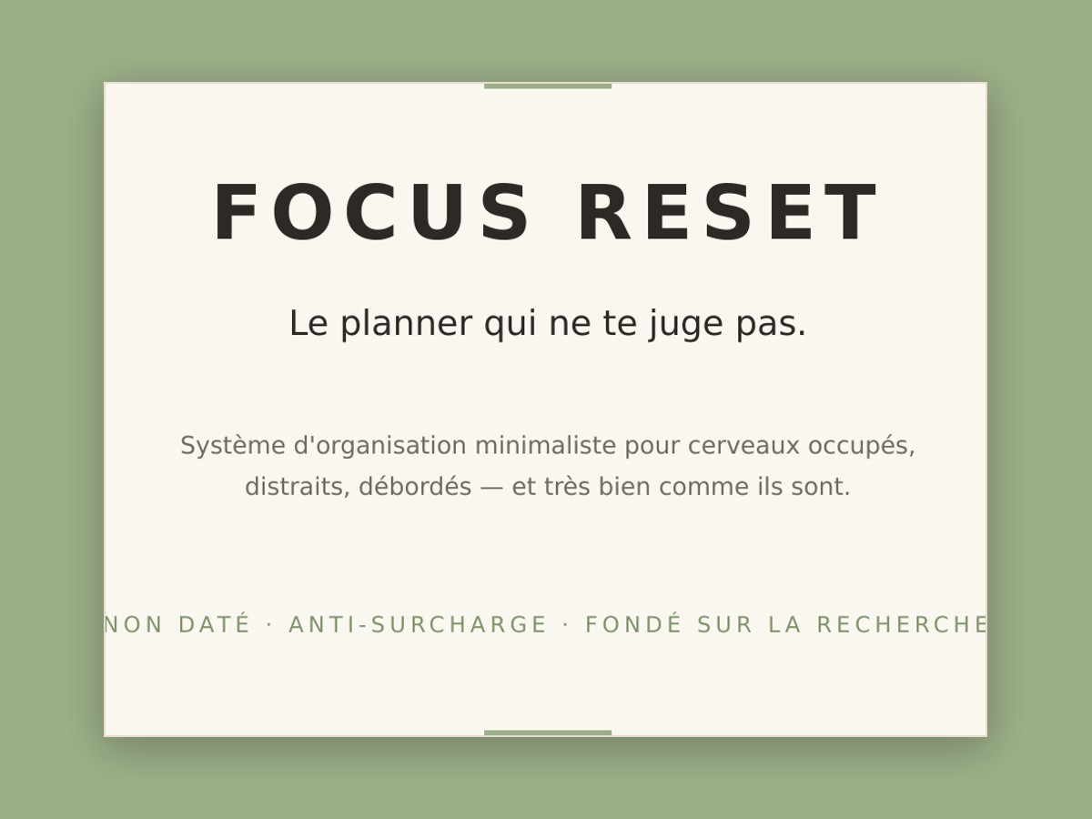 Couverture du carnet Focus Reset